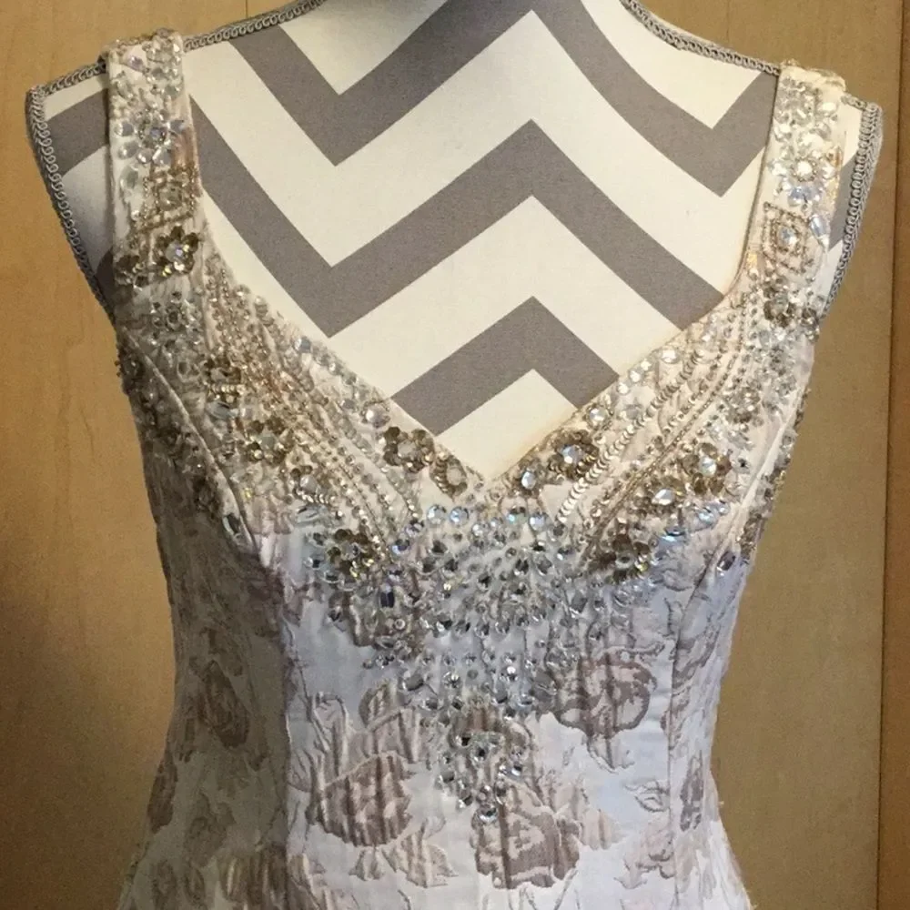 Aidan Mattox Metallic Jacquard Ball Gown - Picture 2 of 8